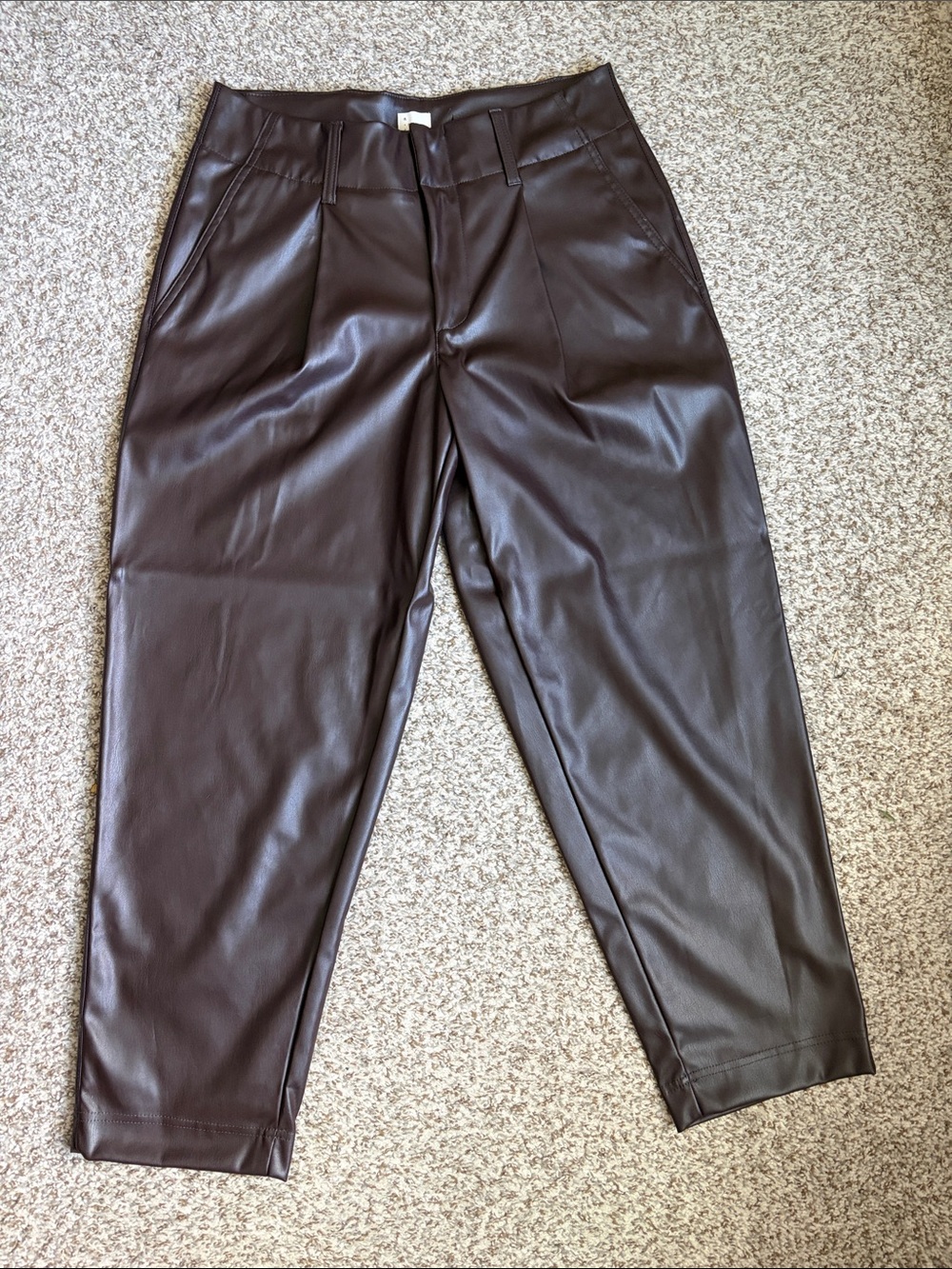 a new day Dark Brown Faux Leather Tapered Pants